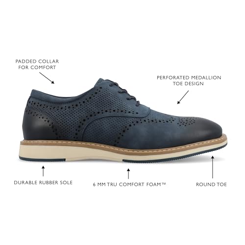 Image of Vance Mens Patrick Lace-up Hybrid Perforated Oxford Medallion Toe Tru Comfort Foam Casual Dress Shoe