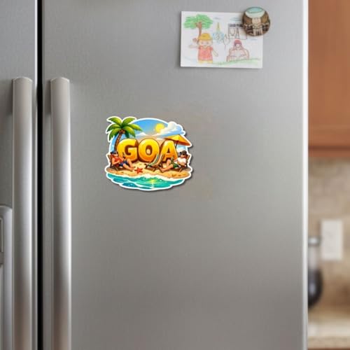 Image of Goa Magnet for Fridge | Wooden India Souvenir Fridge Magnet | Travel Memory Keepsake & Gift | Printed MDF Refrigerator Decor for Home, Kitchen & Office | Pack of 1 (Goa D)