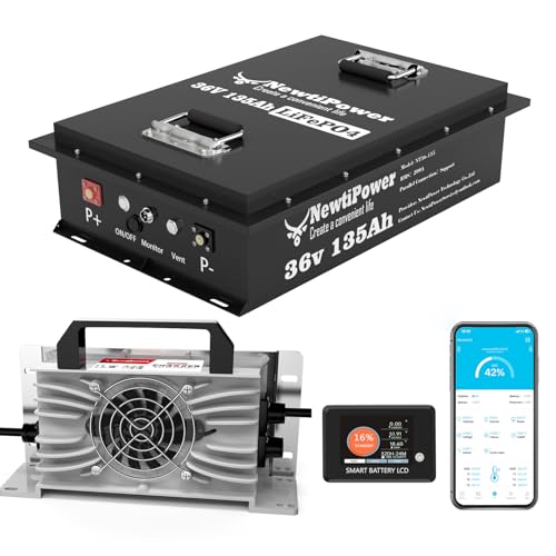 36V 135Ah Golf Cart Lithium LiFePO4 Battery with Charger and 200A BMS...
