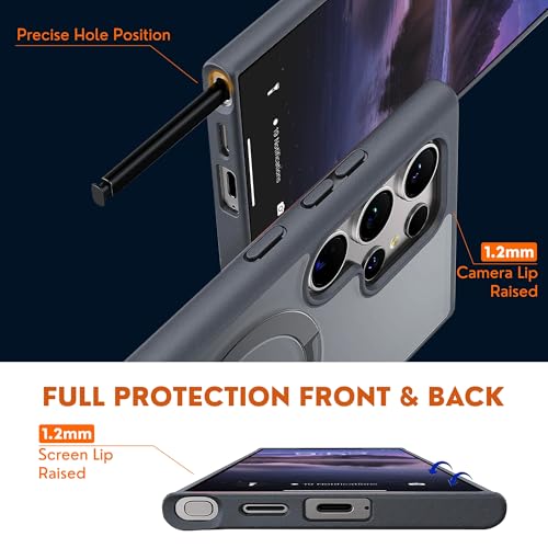 Image of AIBEX Back Cover OStand for Samsung S26 Ultra 5G MagSafe Compatible | Ring Kickstand with Magnetic Alloy Ring Metal | Wireless Charging Support | Scratch Resistant Slim | Armor Protection Case - Grey