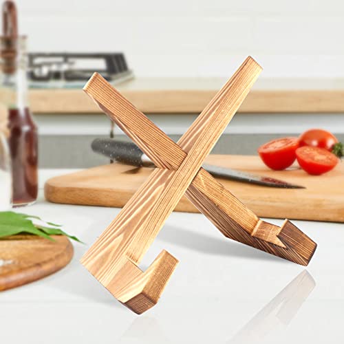Solid Wood Cookbook Stand - Farmhouse Kitchen Decor Cookbook Holder, Book Holders For Reading Hands Free Recipe Display Stand, For Recipe Book Tablet Fancy Plate Kitchen Counter #TOP4
