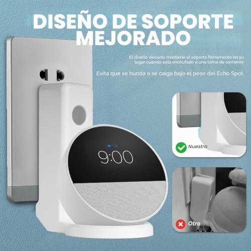 Soporte de pared para Echo Pop acabado blanco premium con sujeci&oacute;n estable y est&eacute;tica limpia 4
