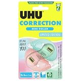 UHU Rollers Correcteur - Ruban Correcteur Mini Pastel Kawaii - Rapide Propre Et Précis - Avec Capuchon Protecteur - Fournitures Scolaire Et Bureau - Blanc - Lot De 2 Rollers De 6 m X 5 mm