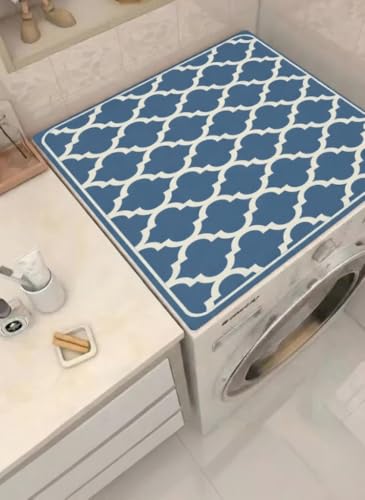 Image of Homecloud Non-Slip Washing Machine Mat - Durable Waterproof Protective Cover for Washer & Dryer, Dust-Resistant Mat Ideal for Laundry Room & Kitchen Appliances (Blue)