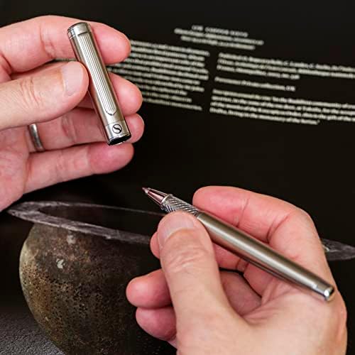 Scriveiner Stainless Steel Rollerball Pen - Stunning Luxury Pen with Stainless Steel Finish, Schmidt Ink Refill, Best Roller Ball Pen Gift Set for Men & Women
