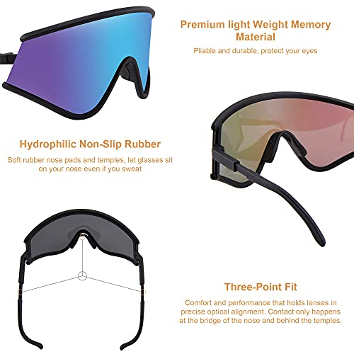 Feisedy Shield Wraparound Sports Sunglasses For Men Women Outdoor Windproof One Piece Cycling B9023 #TOP1