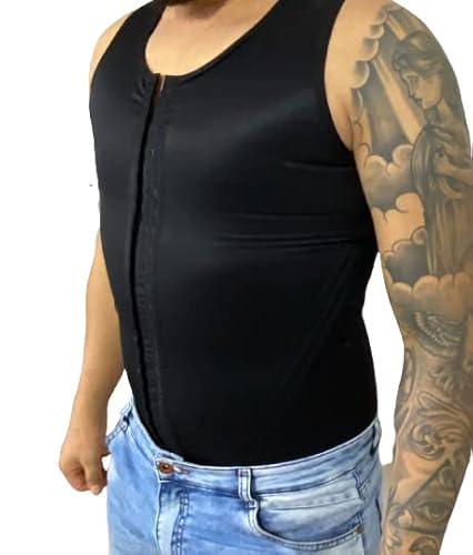 Camiseta Modeladora Masculina Cinta Pós-Cirúrgica M26 Cor:Preto;Tamanho:G