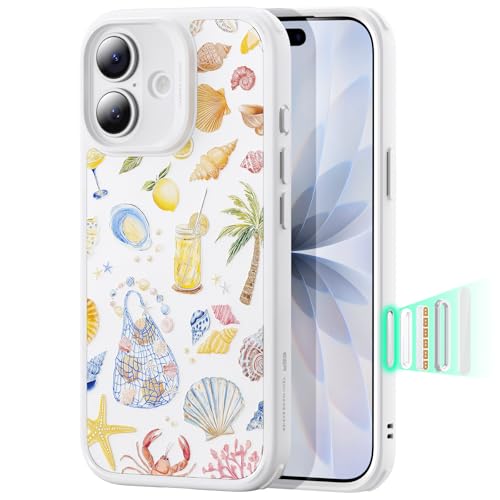 Image of ESR for iPhone 17 Case, Camera Control Cover, Compatible with MagSafe, Shockproof Military-Grade Protection, Magnetic Case for iPhone 17, Classic Hybrid, Coastal Summer, Cream White