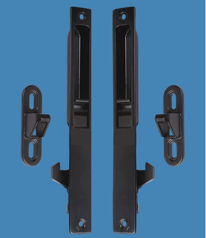 Image of Metal Body Concealed Handel-Cum-Latch for Aluminium Sliding Door & Windows Lock Set of 1 Pair (Black)