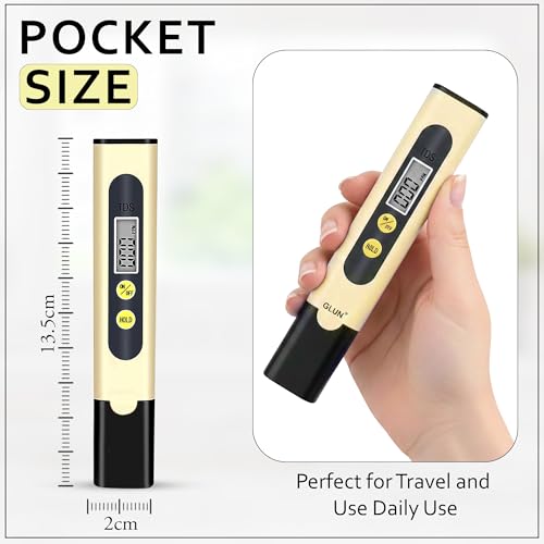Image of GLUN Water Quality Tester Device TDS Meter, Pack of 1 Accurate & Reliable, 0-9990 ppm, Flowering Herbs Sand Colour, Ideal Testing for Drinking Water, Aquariums or Other