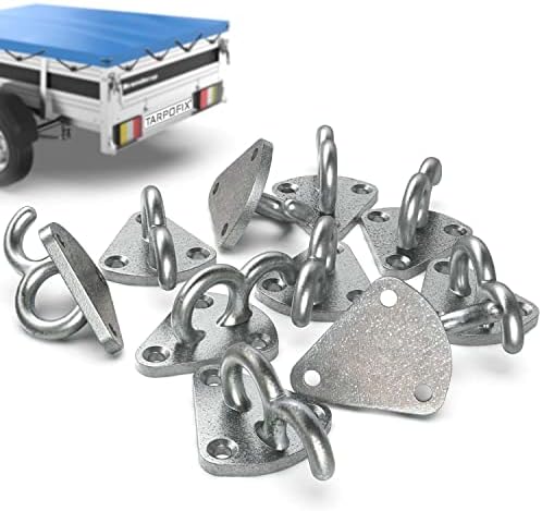 Tarpofix® Dreiloch Planenhaken Netzhaken für Anhänger Plane | 10 Stk | Robuste Dreilochhaken & Hakenösen aus verzinktem Guss | für PKW Anhänger Bordwand & Anhängernetz | Zubehör Pl