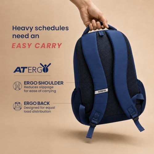 Image of American Tourister Nexa Style 01 | 36L Backpack | Casual Bag | 3 Compartments | School & College Backpack for Men and Women | Navy | 1 Yr Global Warranty