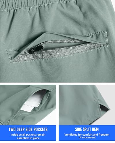 Image of maamgic Mens 5 inch Gym Running Shorts for Men 2 in 1 Quick Dry Workout Athletic Shorts