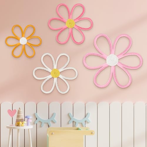 Ganeen Boho Nursery Woven Daisy Flowers Daisy Wall Decor Nursery