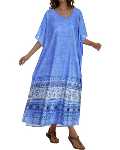 Image of Kaftan Dresses for Women V Neck Caftan Batwing Sleeve Swimsuit Cover Up