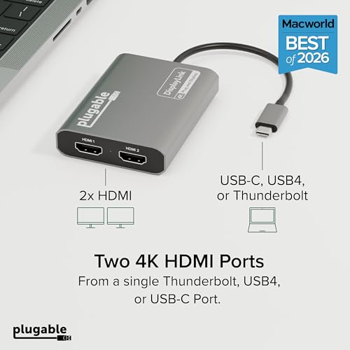 Adaptador USB C a HDMI Dual Monitor 4K 60Hz Plugable miniatura 2