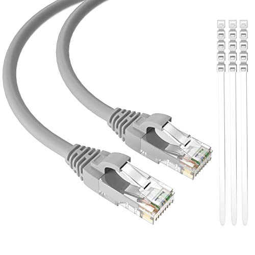 Cat6 Ethernet Cable 25feet/Gray, Adoreen Patch Cable(25 to 250ft),Cat6 High Speed Network Cable, LAN Cable,UTP Cat 6 Cable,RJ45 Cable,Ether Cable,Internet Cable with 15 pcs Cable Ties