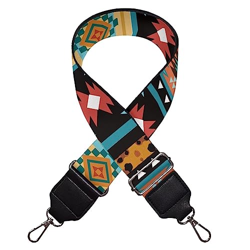 Image of Wide Bag Straps Replacement Crossbody Geometric Aztec Guitar Straps for Handbags /Purses /Messenger /Duffel Bags Backpack Straps Replacement Adjustable Length from 30 inch to 50.3 inch