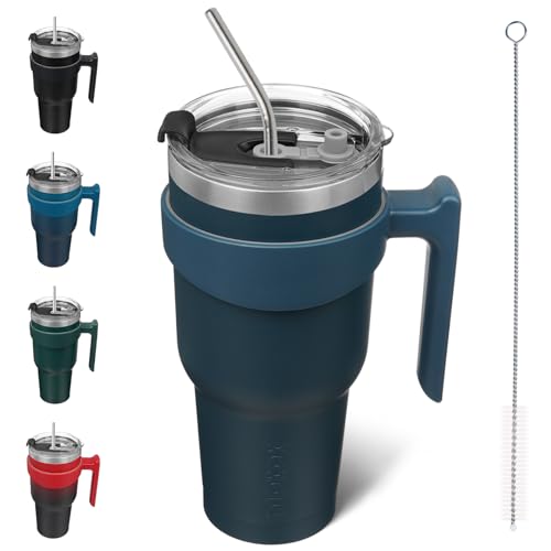 Image of BJPKPK 40 oz Tumbler with Handle & Straw, Insulated Stainless Steel Mug