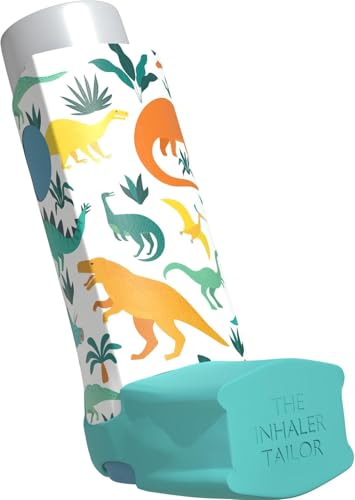 The Inhaler Tailor Inhaler Holder - for Ventolin & Shorter Style Inhaler - Vegan Leather - Adults & Kids Asthma Inhaler Case with Eyelet for Keychain/Lanyard - Handmade (Ventolin, Dinosaurs)