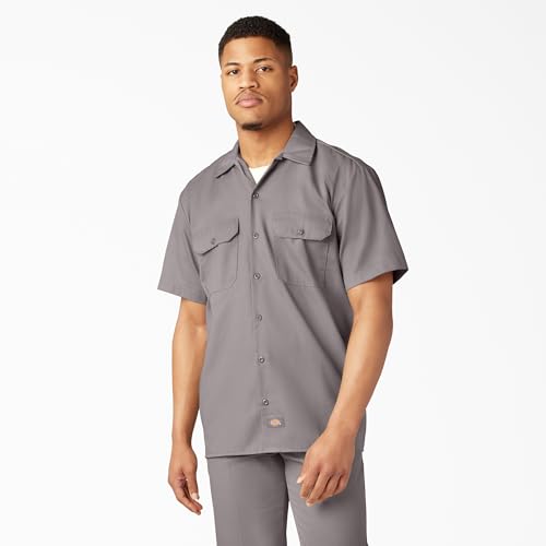 Image of Dickies Men's Short Sleeve Work Shirt - Durable Twill Button Down Shirts for Men, Lightweight Uniform for Daily Wear