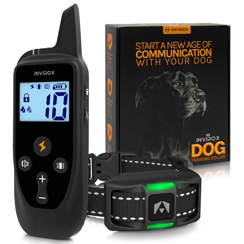 INVIROX 2026 Edition Dog Training Collar with Remote - 123 Level Shock Collar for Dogs 1100 yd Range Waterproof Rechargeable System with Manual Bark Control for Stubborn Reactive (Black New)