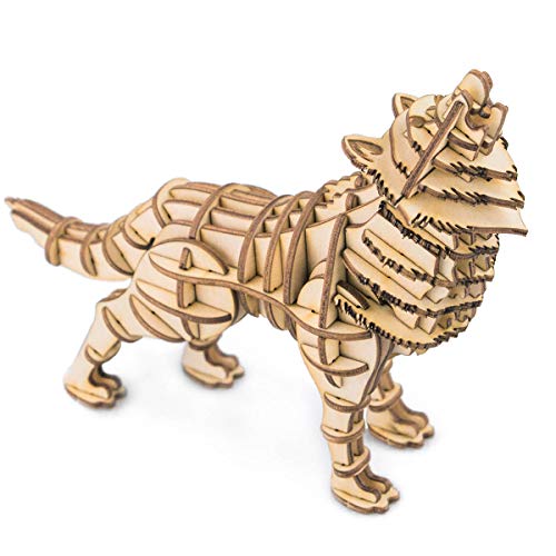 Rowood 3D Wooden Puzzles for Adults,Animal Model Kits for Adults to Build, Gifts for Kids Ages 8+ -Wolf