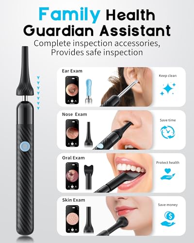 loyker x6 ear wax removal tool camera ear cleaner with camera fsa - hsa store eligible 1080p ear camera with 6led light for earnosethroattonsil stone examination black