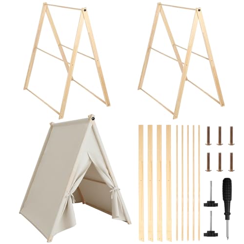 Maasechs 2 Set Wooden Teepee Tent Frame Natural Wood...