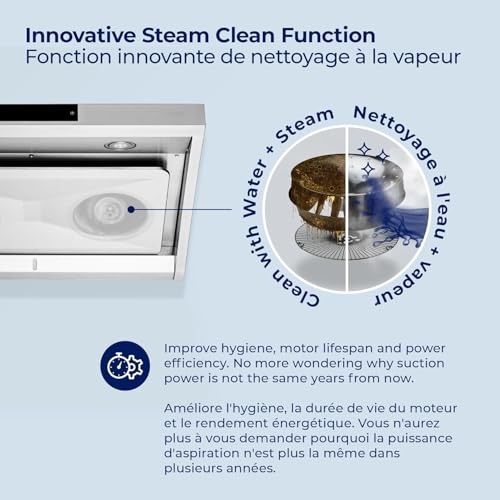 Image of Hauslane Range Hood 30 inch Under Cabinet, 950 CFM Kitchen Range Hood | Steam Auto Clean Vent Hood, 6 Speed Kitchen Hood with Touch Panel | Stainless Steel Range Hoods PS38 Matte White