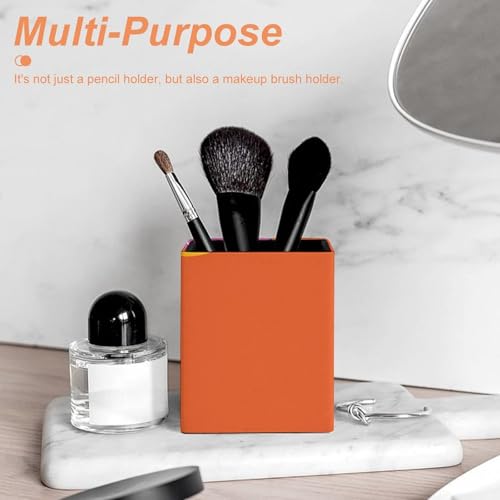 Porte-stylo carré cuir cocktail pot à crayons rangement bureau 11cm - 7