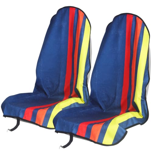 Image of Car Seat Cover Protector Front Seats,for Gym Workout,Running,Swimming,Beach and Hiking,Waterproof Sweat Towel Bucket Seat Covers for Cars SUV Trucks (Racing Stripes, 2Pcs)