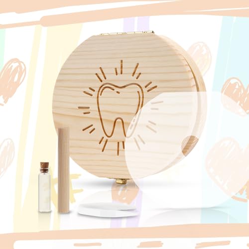 Aolso Milchzahndose Holz, Milchzahndose Mädchen & Jungen, Zahnbox für Milchzähne aus Holz mit Namen zum Aufstellen… – Ansicht 2