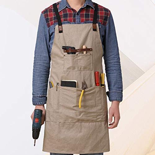 delantal Negro beige algodón delantal barbero florista jardinero pintor carpintero artesanía trabajo desgaste uniforme