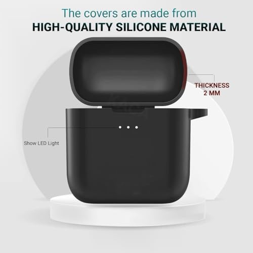 Image of INEFABLE Case Cover Compatible with Boat Airdopes 131, Soft Silicone Skin Case Cover Shock-Absorbing Protective Case with Keychain - Pack of 1 (Black)