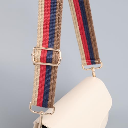 Image of chushui Purse Strap Replacement Crossbody Wide Adjustable, Retro Canvas Stripe Vintage Casual Woven with Gold Hardware 29-51 Inches for Women's Totes Handbags
