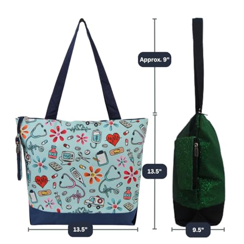 Image of NGIL Medium Top Zipper Closure Canvas Tote Bag with Attached Matching Coin Purse For Moms and Nurses