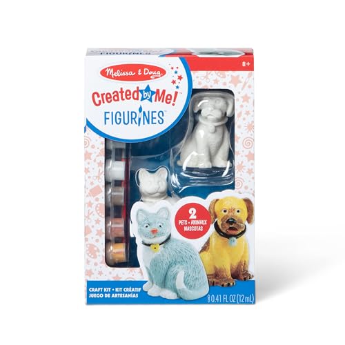 Image of Melissa & Doug Created by Me! Pet Figurines Craft Kit (Resin Dog and Cat, 6 Paints, Paintbrush)