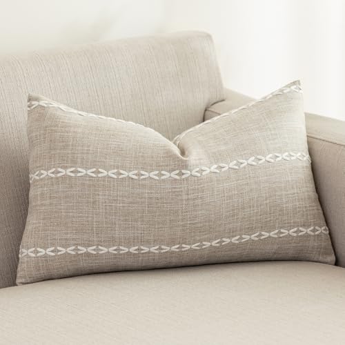 vctops Rustic Striped Cotton Linen Decorative...