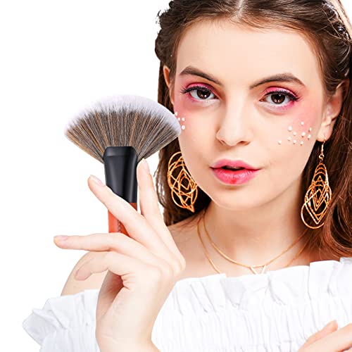 Docolor Fan Brush Professional Face Makeup Brush Highlighting Kabuki Premium Synthetic Hairs Cosmetic Tool, Red Bull Fan Brush #TOP6