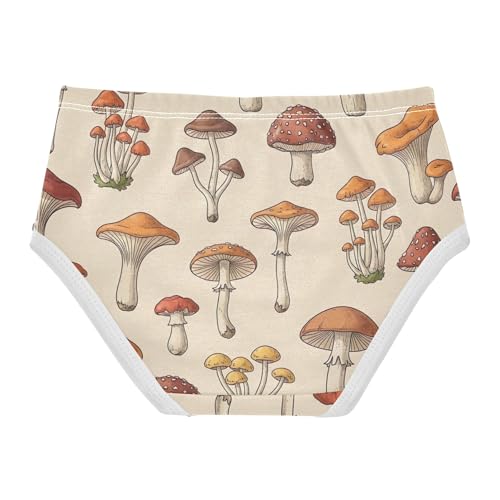 Cartoon Cute Mushrooms Beige Cute Panties Girl Toddler Underwear Floral Cotton Florals Briefs Girls Undies 2t2