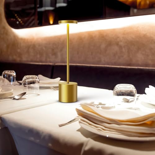 SAKRINGT Cordless Table Lamps Rechargeable,6000mAh Portable Battery Operated LED Table Light for Restaurant Outdoor 2 Pack Gold