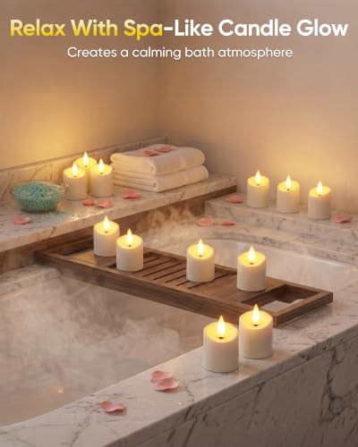 Image of Homemory 12 Pack Rechargeable Tea Light Candles with Remote, 2 /4 /6 /8H Timer