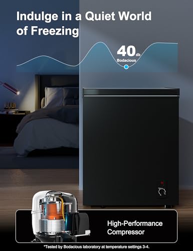 Image of 2.5 Cu.Ft Chest Freezer with Removable Basket - Small Deep Freezer w /6 Temp and Energy Efficient Quiet - Manual Defrost, Space Saving Design for Dorm, Office, Apartment, Bar, Black