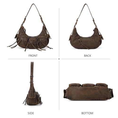 Image of Angel Kiss Hobo Bags Purse for Women Y2K Shoulder Bag Multi Pockets Designer Satchel Studded Handbags with Strap