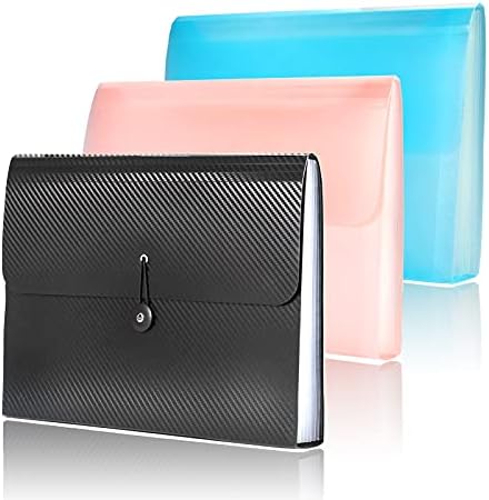 3 Pack Expandable File Folders,Iseedy 7 Pockets Accordian File Organizers Keepers A4 Letter Dimension with Tabs and Elastic Buckles Closure for Dwelling Faculty Workplace Journey Paperwork Group (3 Colours)