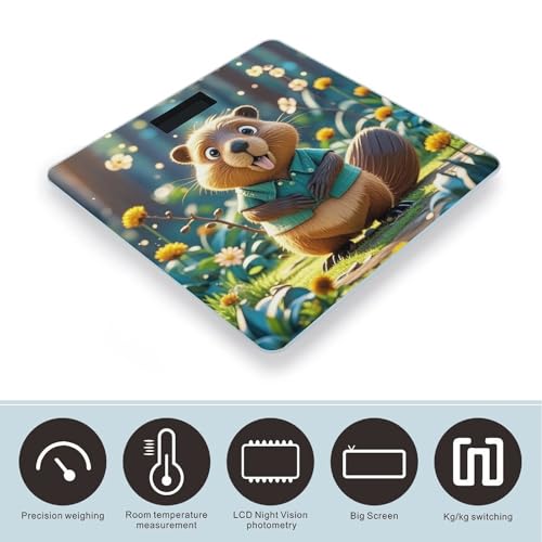 Báscula de baño digital Cartoon Animated Beaver vidrio templado miniatura 3