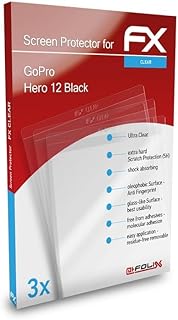 atFoliX Screen Protection Film compatible with GoPro Hero 12 Black Screen Protector, ultra-clear FX Protective Film (Set of 3)