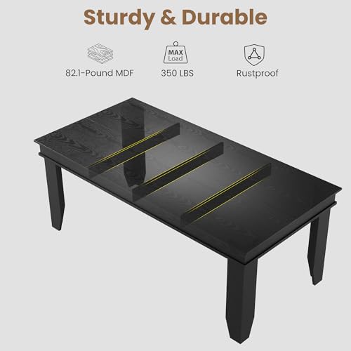Image of GarveeHome Farmhouse Dining Table for 6-8 People, 71 in Long Kitchen Tables with Wooden Sturdy Frame, 6 ft Large Rectangular Dinner Table for Dining Room, Kitchen (Black, 71 inch Non-extendable)