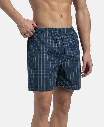 Image of Jockey 1222 Men Super Combed Mercerized Cotton Woven Checkered Boxer Shorts with Back Pocket (Pack of 2, Colors & Prints May Vary)